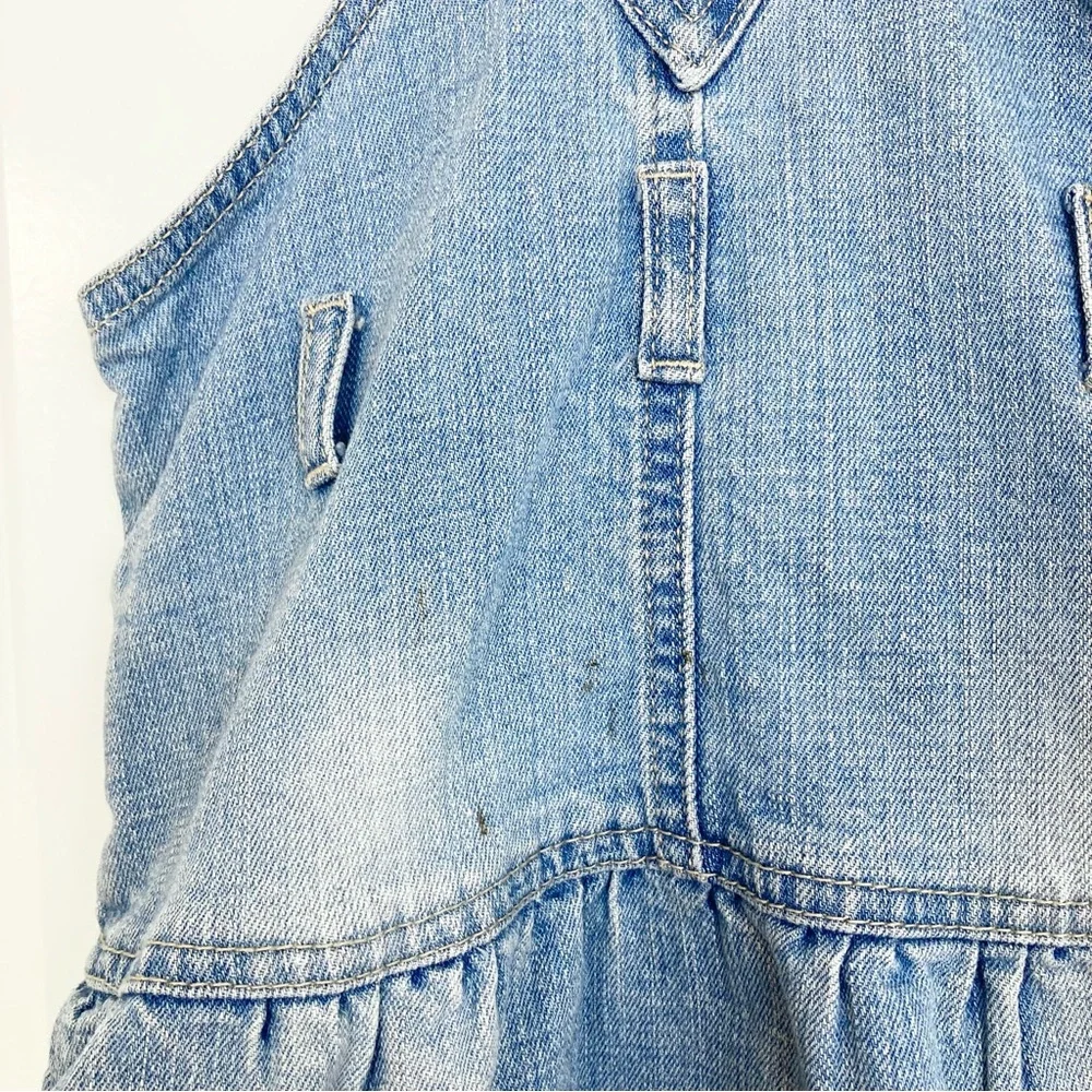 VTG Y2K Levi Strauss Levi's Denim Jean Embroidered Floral Overalls Dress Girl 4T